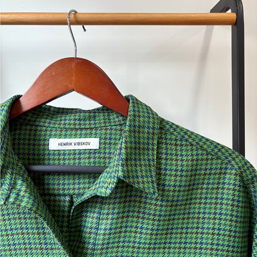HENRIK VIBSKOV Green Houndstooth Women’s Blouse Size L